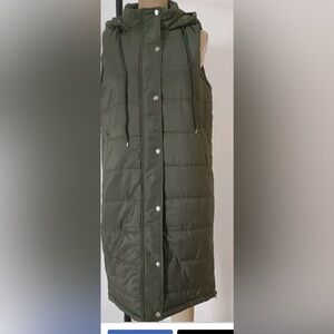 Stylish Olive Hooded Puffer Vest